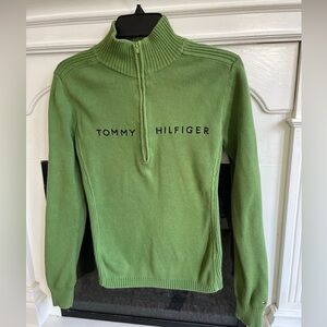 Tommy Hilfiger Green Half-Zip Knit Sweater